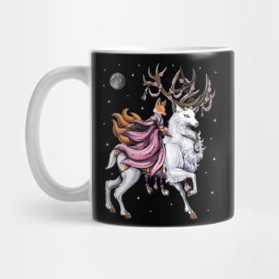 Japanese Kitsune Fox Riding Cherry Blossom Deer Mug